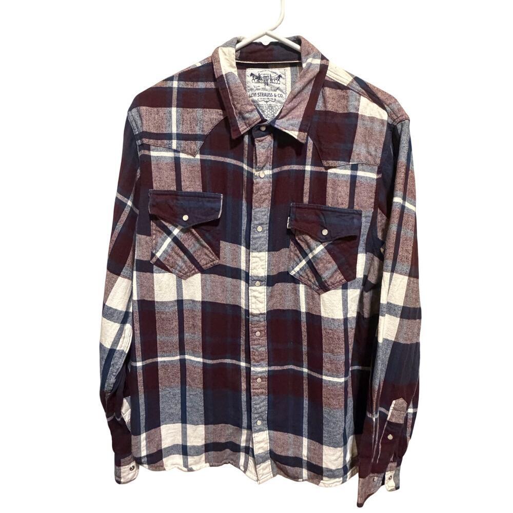 Levi’s Men’s Long Sleeve Western Flannel Button Down Shirt Sz Large